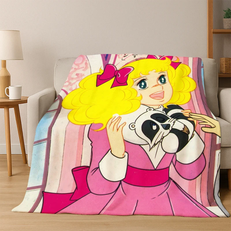 Candy Candy Girl Cartoon Anime Flanelldecke, weiche, warme Decke, Überwurfdecke für Schlafzimmer, Wohnzimmer, Bett, Reisen, Picknick, Geschenk