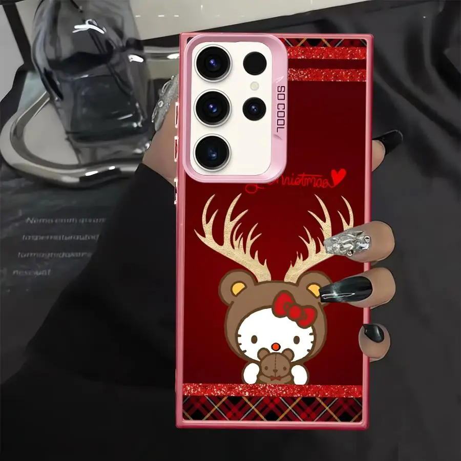 เคสโทรศัพท์มือถือสำหรับ Samsung Galaxy S24 FE S22 S25 Note 20 Ultra S23 S21 S20 Plus S23 Sanrio ลายคริสต์มาสกวางเรนเดียร์