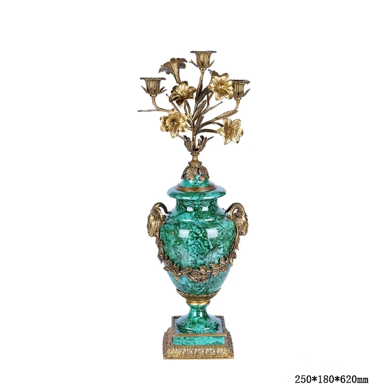 High Quality 3 Head Emerald Green Candle Holder Vase Ceramic Cylinder for Brass Decorative Candle Holder