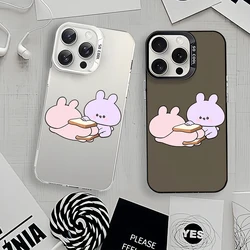 Cartoon A-Asamimichan Cute Bunny Laser Phone Case for iPhone 12 11 13 14 15 16 Max Pro Plus IMD Shockproof Silicone Coque