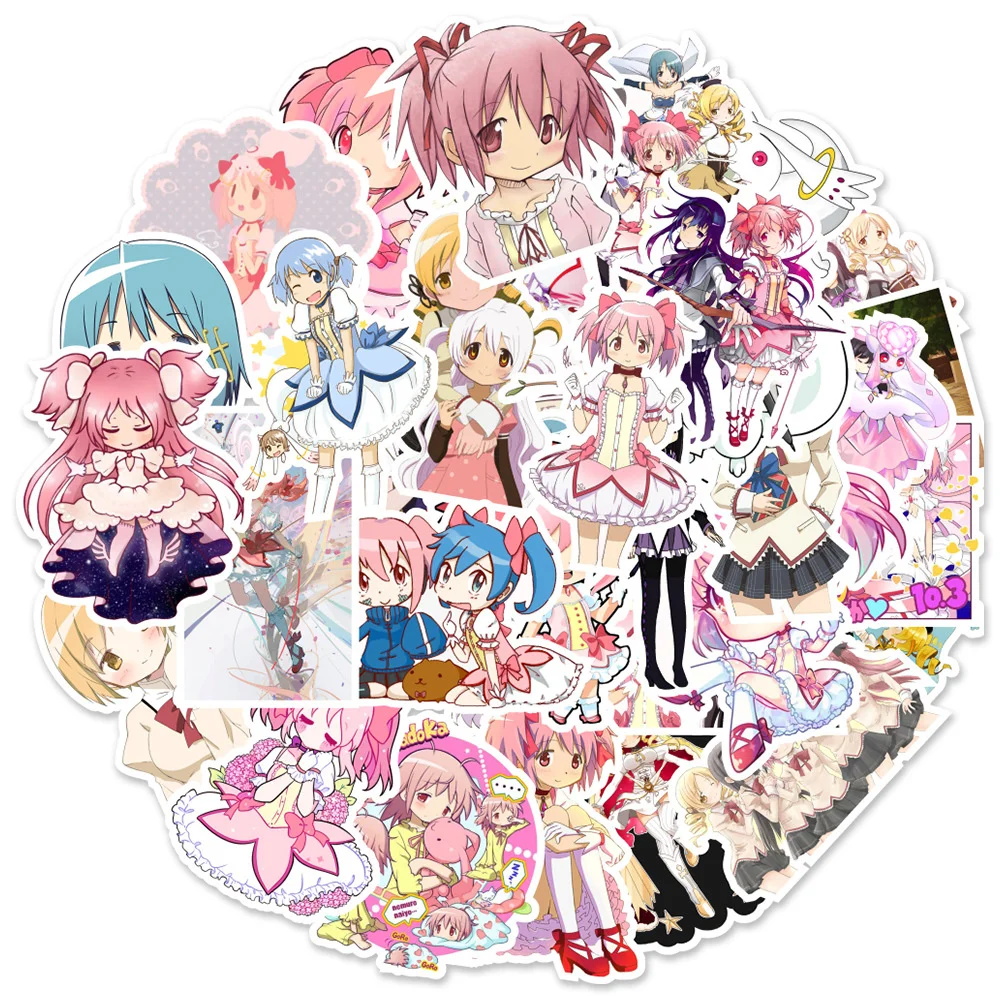 Autocollant imperméable Anime Madcontempled Magica, autocollant mignon Rick, bagage, ordinateur portable, cadeau Sub, moto, tasse, vente en gros, 10