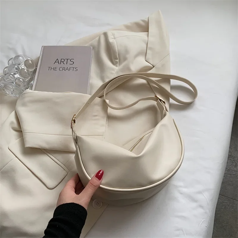 حقيبة جلدية جديدة للنساء، حقيبة تحت الإبط عصرية وخفيفة الوزن، حقائب كتف عصرية وكاجوال، سحاب للإغلاق #3
