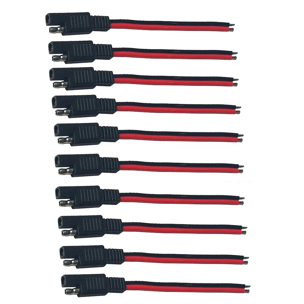 10PCS 15CM SAE 2 Pin Quick Connector Disconnect Plug 14AWG SAE Extension Cable Wire Harness for Motorcycle Generator Solar Panel