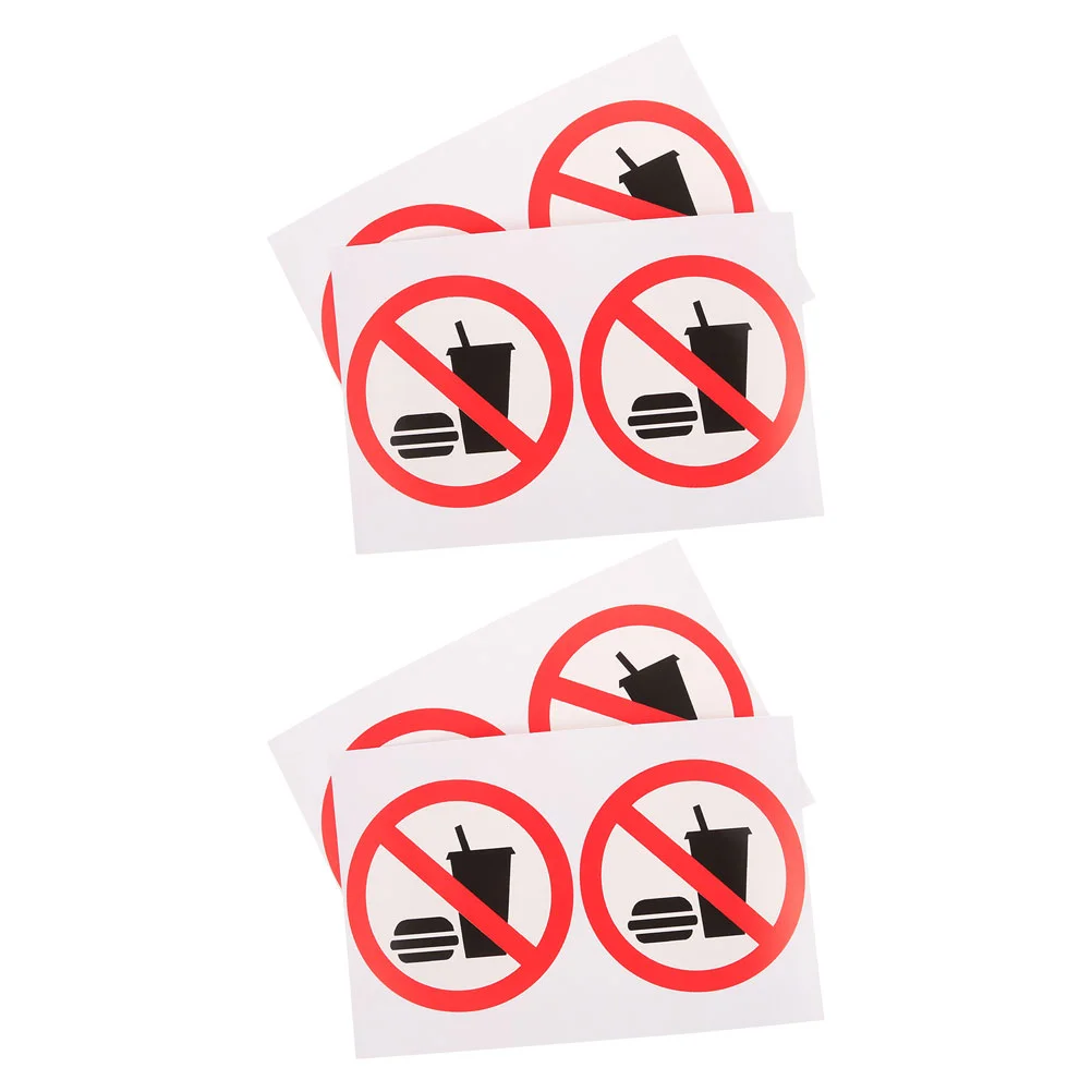4 Pcs No Eating or Drinking Stickers Food Drinks Sign The Restaurant Poster Office