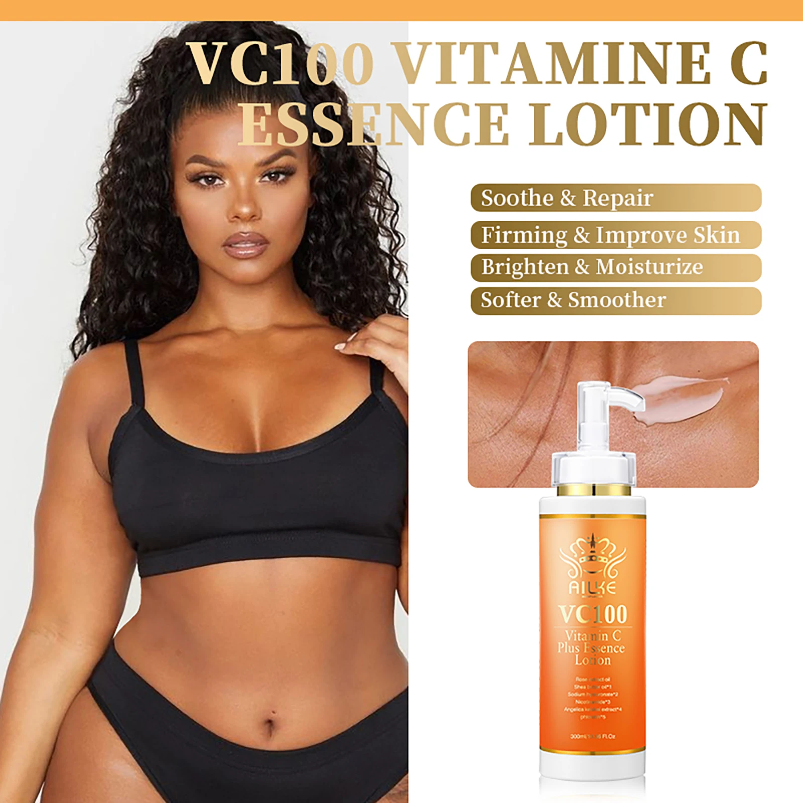 AILKE Vitamin C Whitening 4-in-1 Set, Smooth Skin, Reduce Wrinkles, Black Spots, Moisturizing, With Collagen, Vitamin E - Image 2