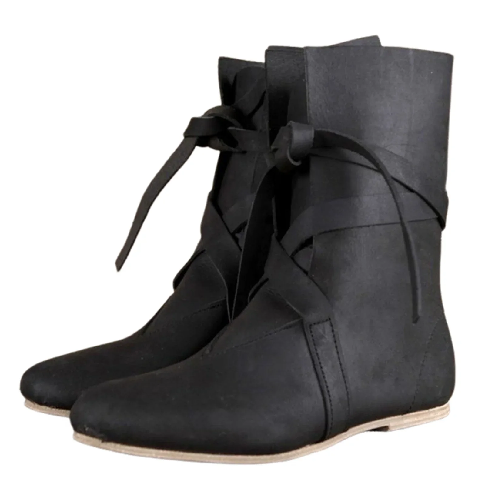 Piratenritter Cosplay Stiefel Vintage Ritter Mittelalterliche Renaissance Schuhe Unisex Schnürstiefel aus PU-Leder für Halloween Karneval Party – Detail 2