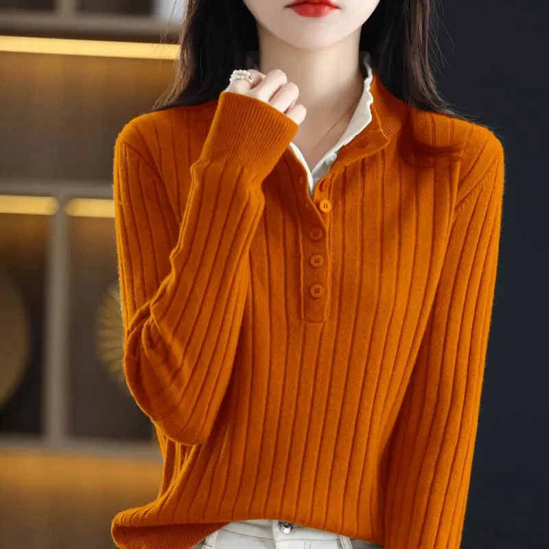 Women Sweater 2023 Autumn Winter Casual Bottoming Shirt Pullovers Korean Fashion Knitted Tops Knitwear Soft Long Sleeve Jumpers