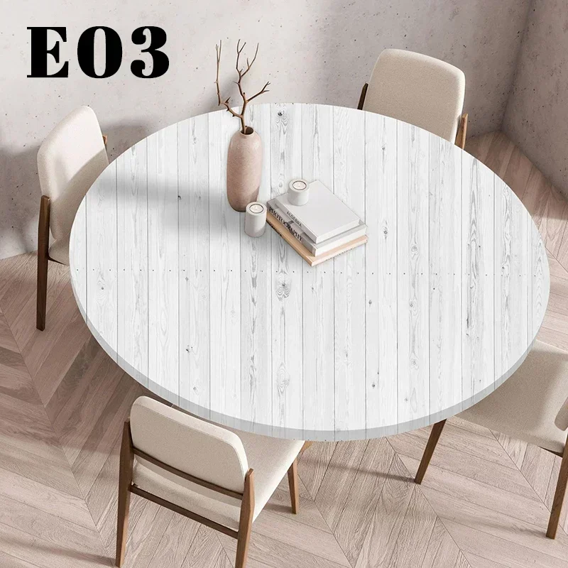 60/90/120Cm Waterproof Round Tablecloth Table Cover Oil-Proof Elastic Kitchen Dining Wedding Party Table Cover Home Decoration