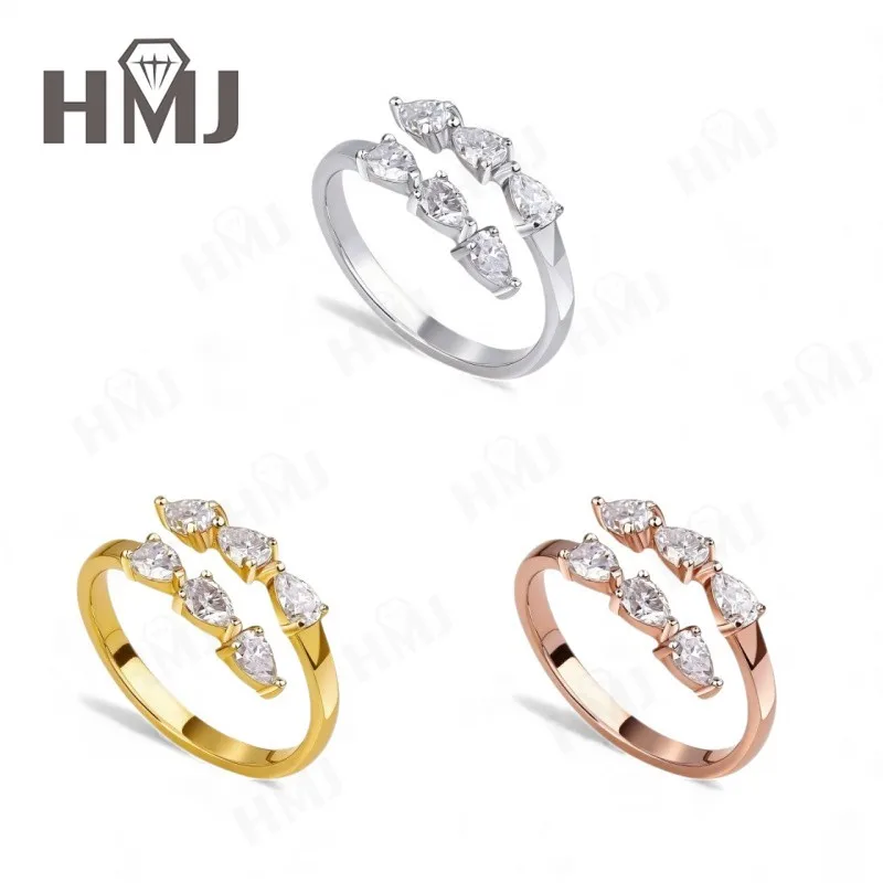 

1.8ct Moissanite Pear Cut Open Ring White Gold Yellow Gold Rose Gold Sparkling Design Women Jewelry Fashion Accessory