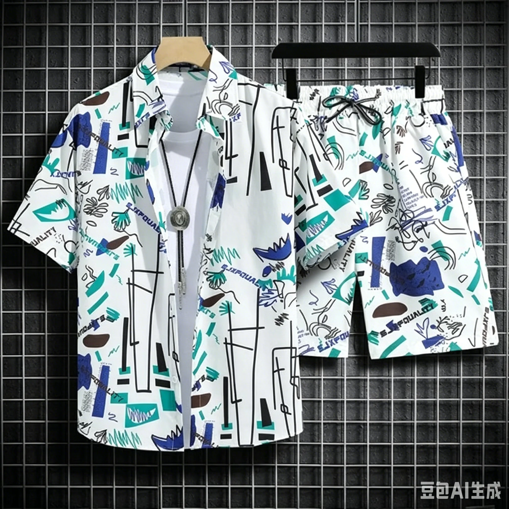 Sommer Kurzarm-Blumen-3D-Hemd Herren Strand-Set Hawaii-Insel-Stil Retro Schickes Paar-Hemd Hawaii-Hemd