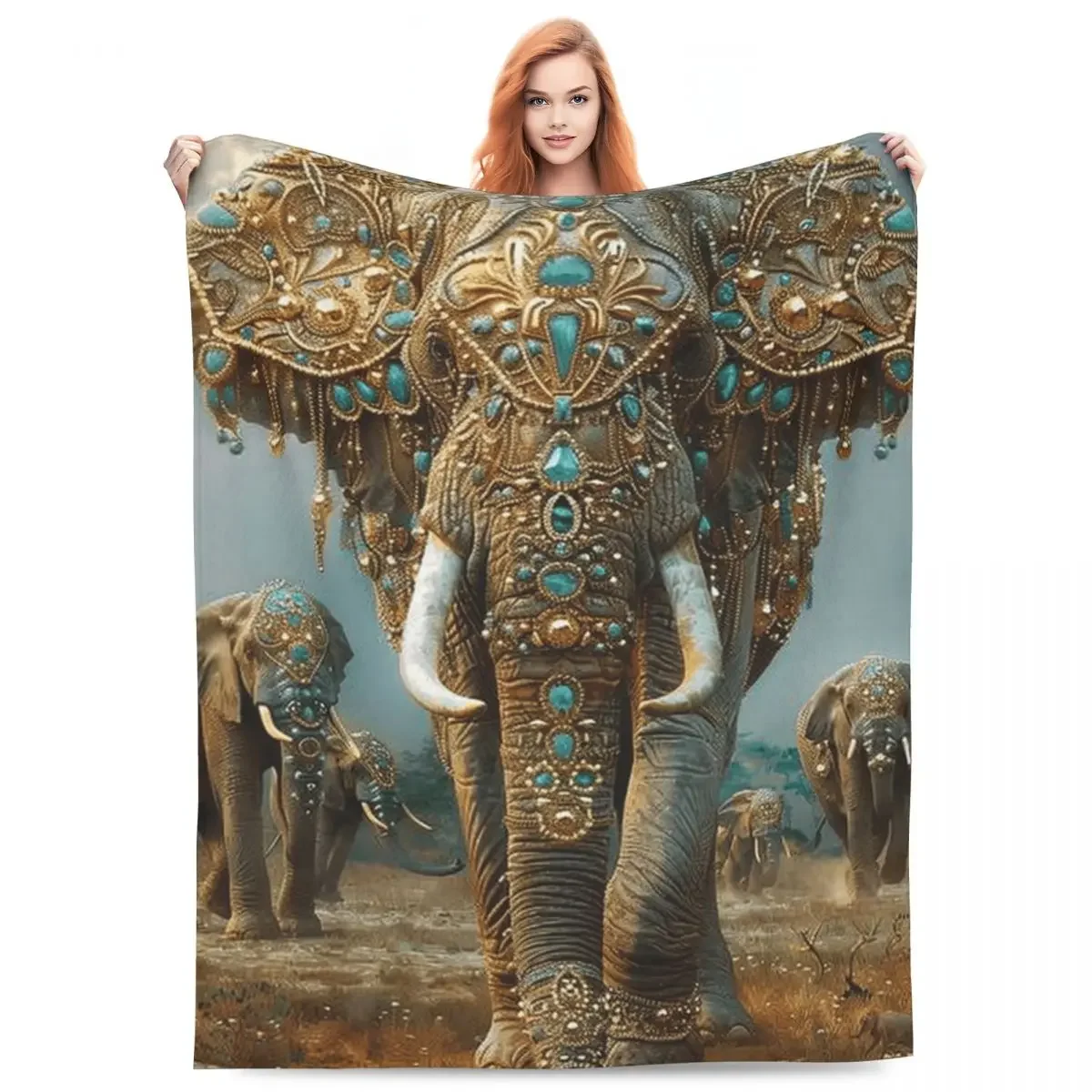 

Walking Elephant Cartoon Blanket Sheet Home Textile Flannel Soft Warm Throw Bedding Sofa Cover for Girls Gift