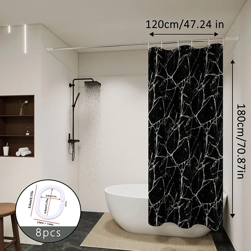 Black Marble Fashionable Versatile Bathroom Partition Curtain Shower Curtain Toilet Partition Shielding Curtain