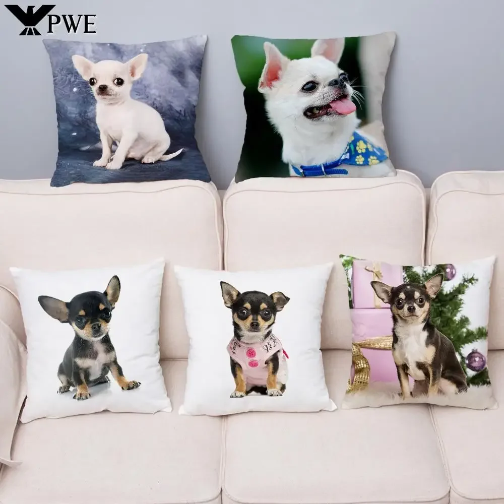 Cute Mini Chihuahua Dog Printed Cushion Cover Pillow Case Hugging Pillow Case Sofa Home Decor Pillow Case