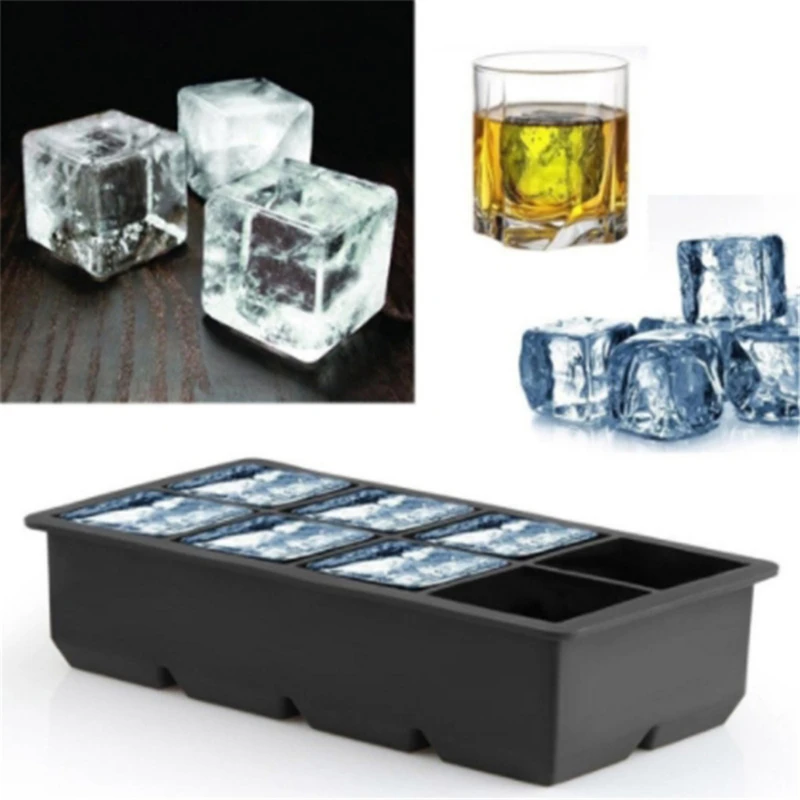 4 Hole Big Ice Cube Mold Jumbo Cavity Silicone Pudding Ice Tray Large Grid Square Ice Lattice Mould Kitchen Bar Accessories