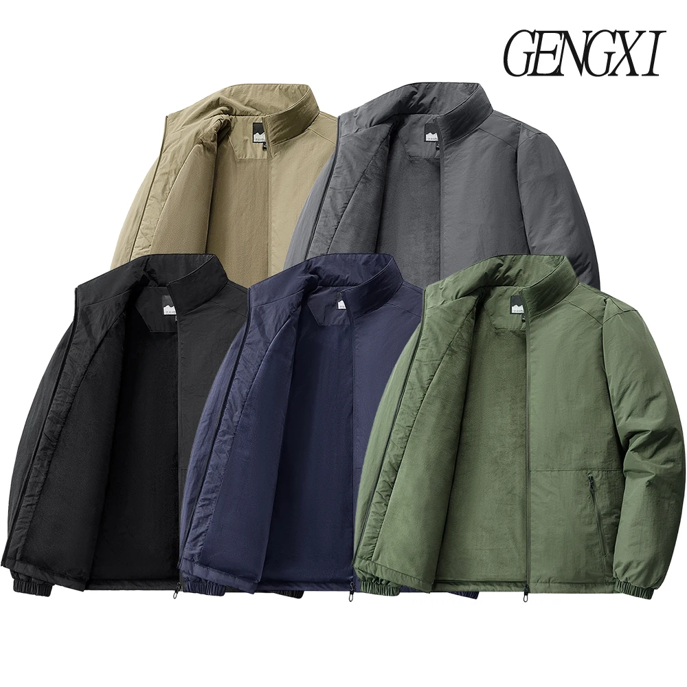 

American Vintage Fleece-Lined Stand Collar Workwear Jacket Autumn/Winter New Arrival Business Casual Windproof Warm Coat