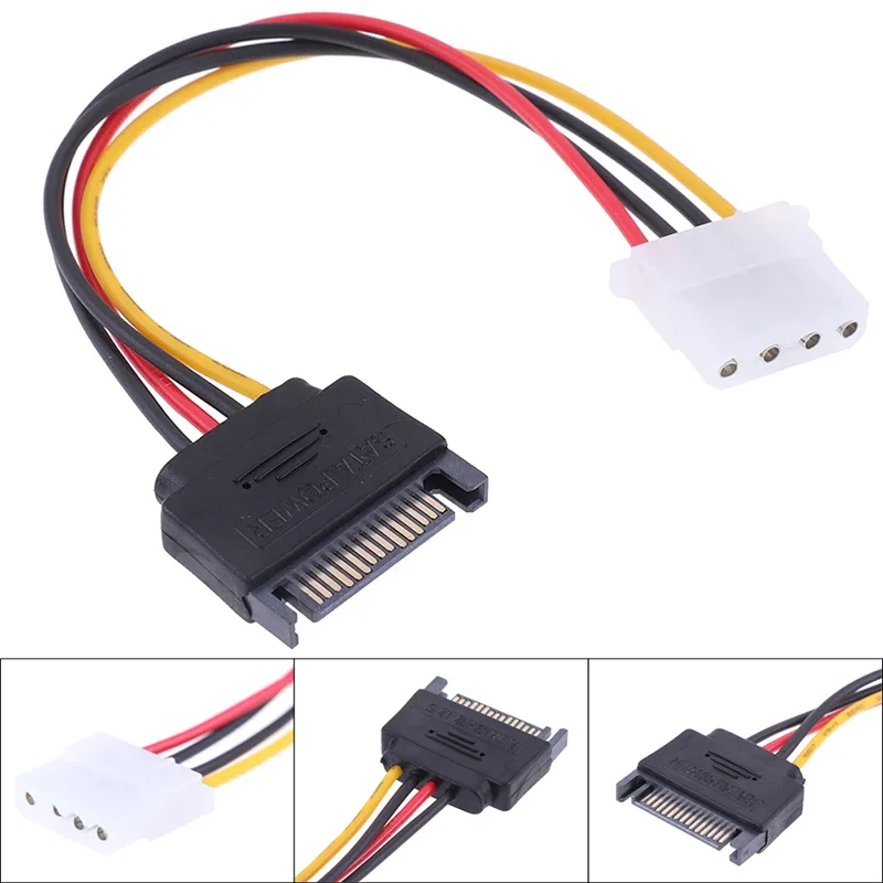 4 Pin Molex IDE To 15 Pin SATA Power Cable Male To Female SATA Extension Cord Hard Drive Disk Power Supply Cable Adapter For PC