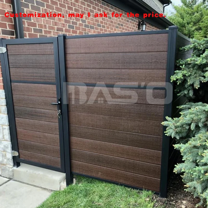 custom.WPC Fence Panels with Aluminium Post Cheap Metal Garden Fencing Patio Park Gate Pool Horses HDPE Frame Mate