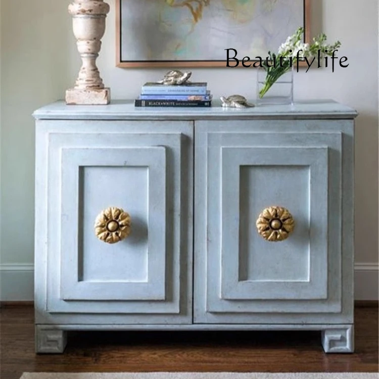 

Art furniture retro style solid wood porch cabinet pit old decorative cabinet Nordic shoe cabinet integrated