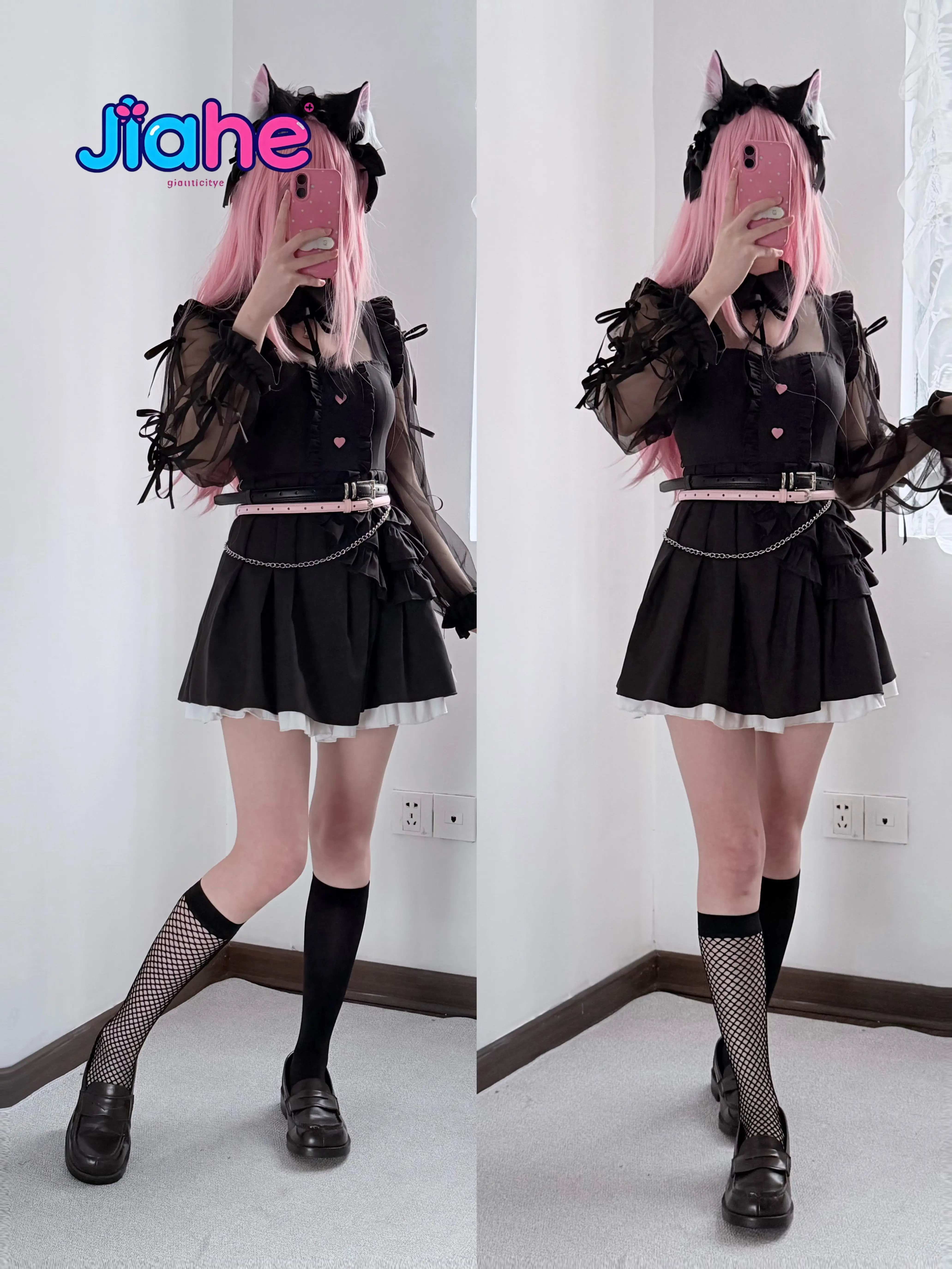 costume-de-cosplay-pjsk-25th-megurine-luka-robe-gothique-noire-lolita-avec-oreilles-de-chat-ensemble-complet-robe-de-fete-d'halloween-project-sekai