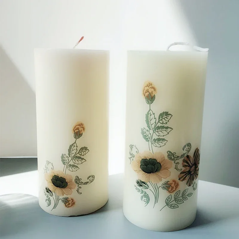 Candle Flower Transfer Paper Aromatherapy Candle DIY Cylindrical Candles Glass Cup Transfer Paper Decorative Flowers