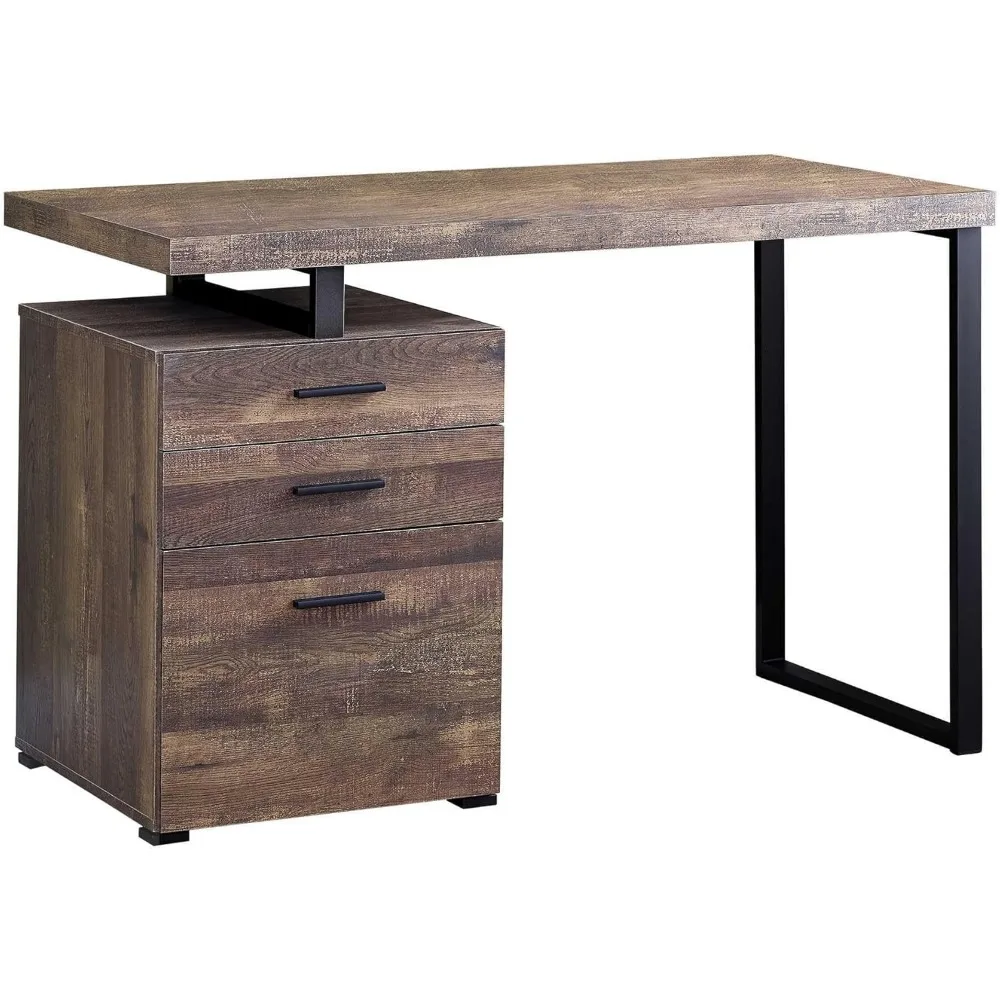 

Computer Desk with File Cabinet - Left or Right Set- Up - 48"L (Brown Reclaimed Wood Look)