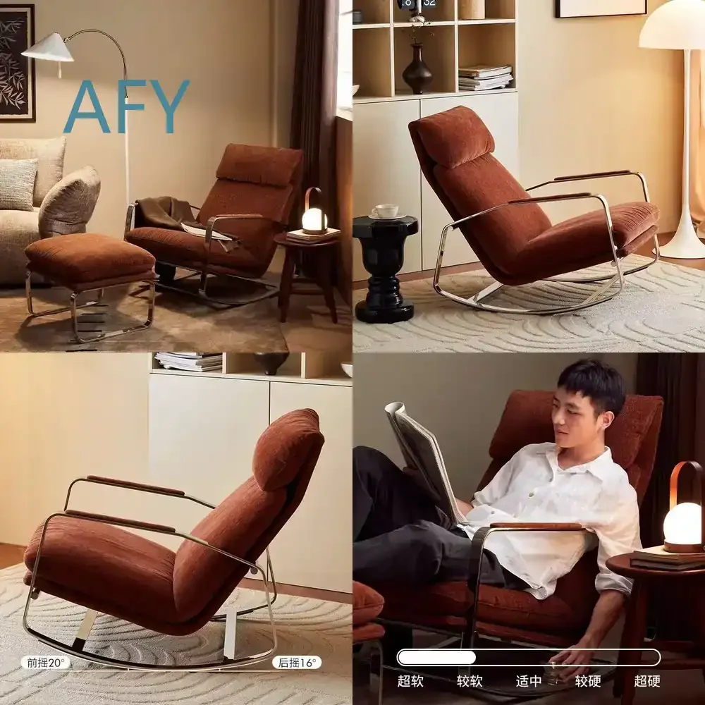Geduo Owen Rocking Chair for Modern Boho Wabi Sabi Style Lounge Chair for Living Room Bedroom Relaxation Lazy Sofa Rocker