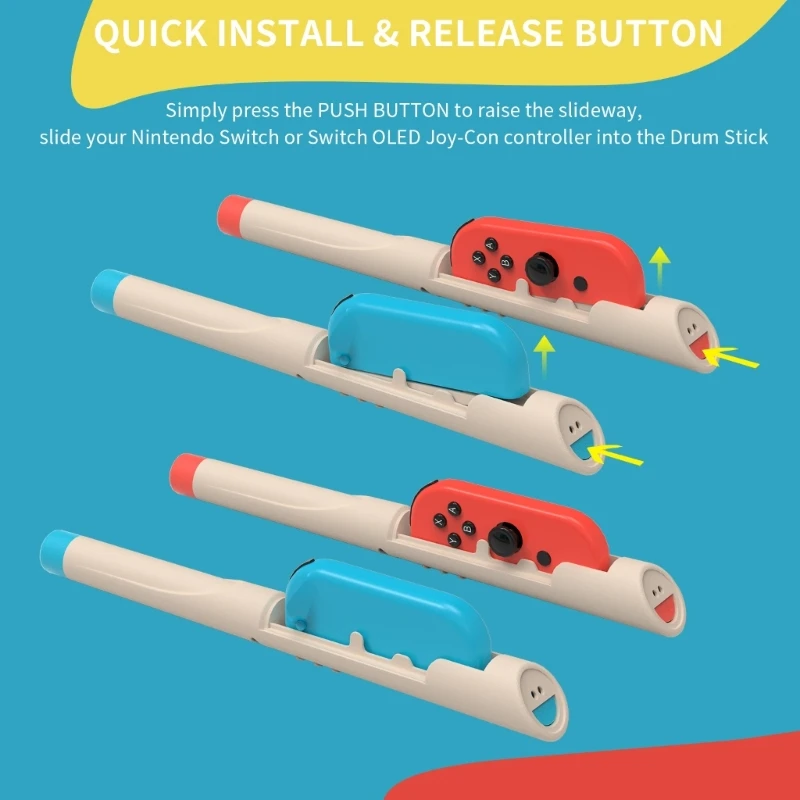 1 Juego repuesto baqueta tambor con cuerda mano para interruptores, controlador juego plataforma