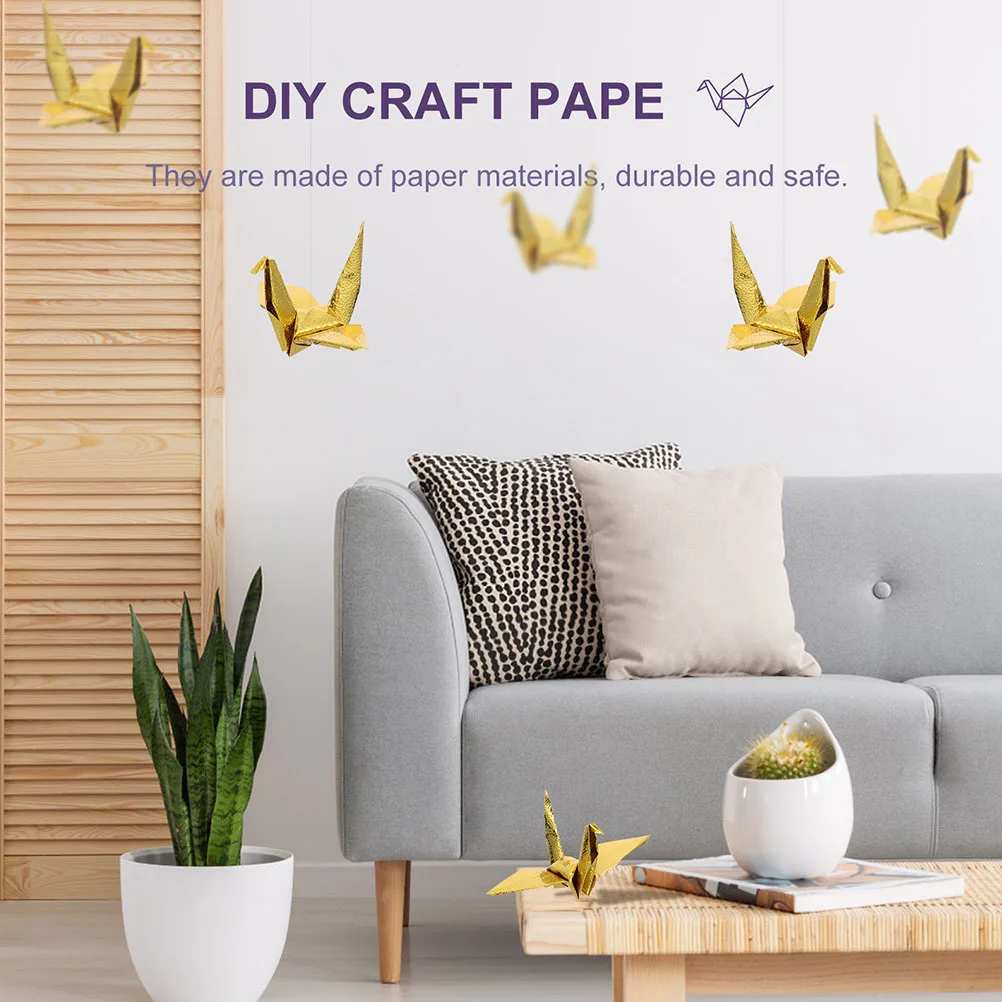 100 ورقة من ورق اوريغامي ذهبي لامع من جانب واحد مناسب لفن الورق الإبداعي المصنوع يدويًا