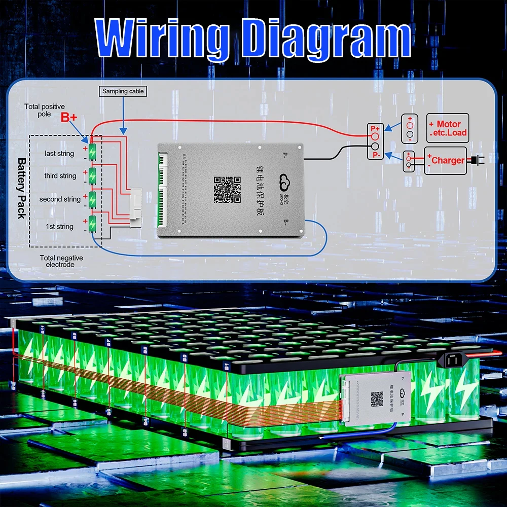 Imagem -04 - Jikong Smart Bms para Acampar Banco do Poder Bateria Lifepo4 1a 2a Equilíbrio Ativo 4s 8s 16s 20s 24s 60a 100a 150a 200a 12v 24v