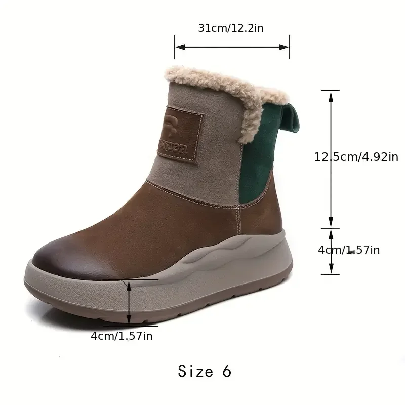 GKTINOO 2024 Winter New Genuine Leather Thick Sole Wool Warm Short Boots Women Platform Side Zipper Snow Boots