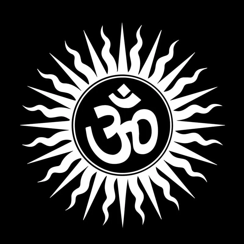 Car Sticker Personality Interesting PVC Decal Mystery Om Hindu Religion Hindi Sanskrit Symbol Car Sticker Black/White, 16cm*16cm