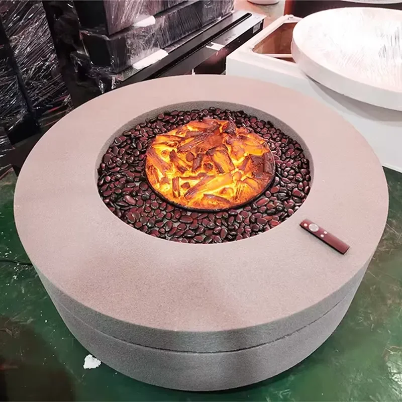 PANSEE True Fire BBQ Wood///Atomization Custom Core 1200mm Modern Freestanding Villa Outdoor Fire Pit Stove Table