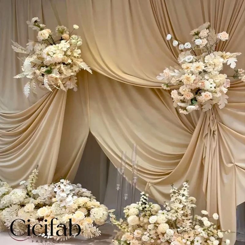 Caramel Brown Background Fabric Champagne Coffee Elastic Material Decorative Wedding Drapes Wedding Ceiling Panels