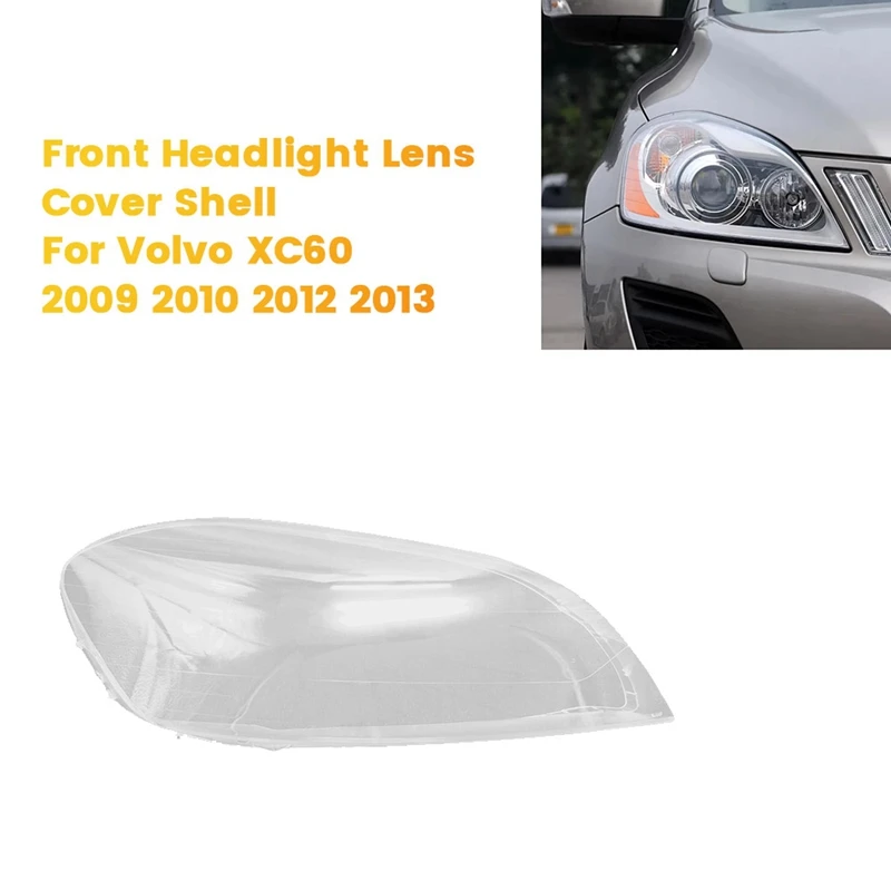 1Pair Front Headlight Lens Shell Lamp Shade Transparent Cover For Volvo XC60 2009 2010 2011 2012 2013 Headlamp Cover