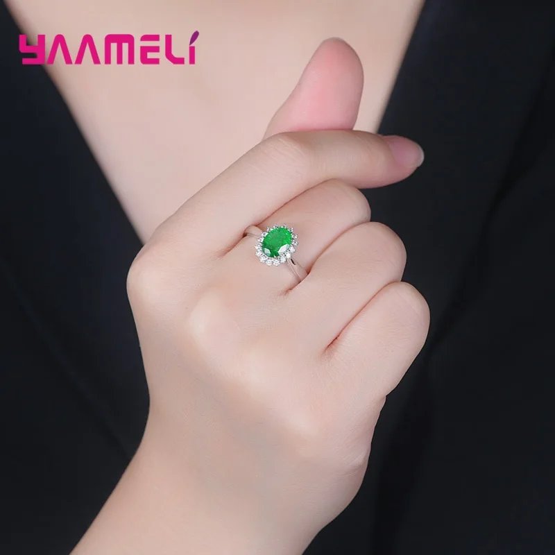 Anillo de plata de ley 100% 925 auténtica para mujer, joyería de compromiso de boda, diseño de flor ovalada clásica, cristal de circonita cúbica