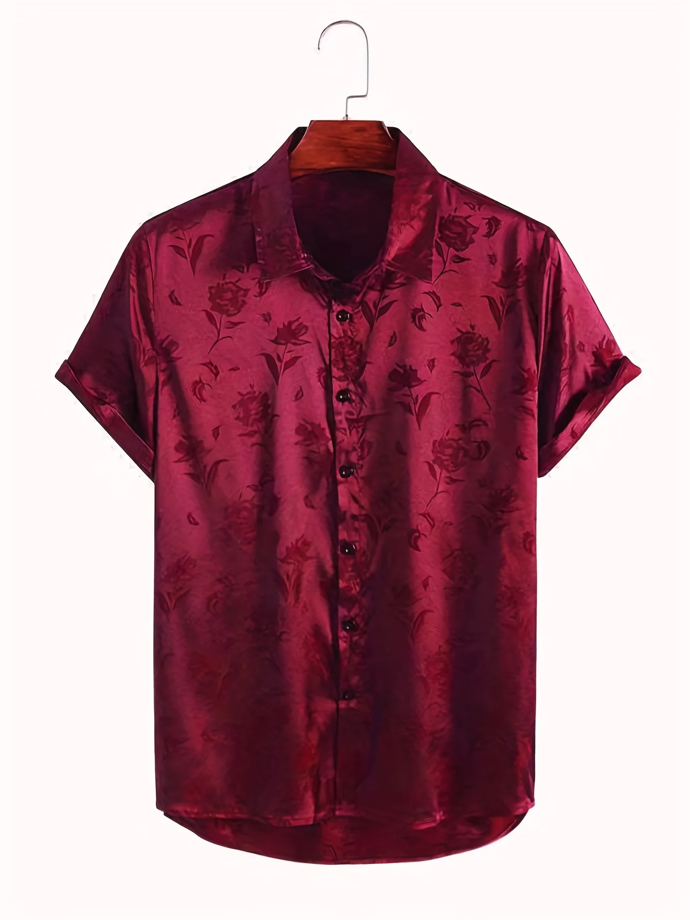 Floral print men's casual short sleeve shirt, summer resort men's shirt, men's tops