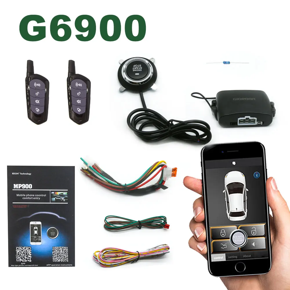 Universal Car Alarm With Autostart Push One Button Auto Start Stop APP/Keyless Entry System Smart Key Remote Start Kit G6900