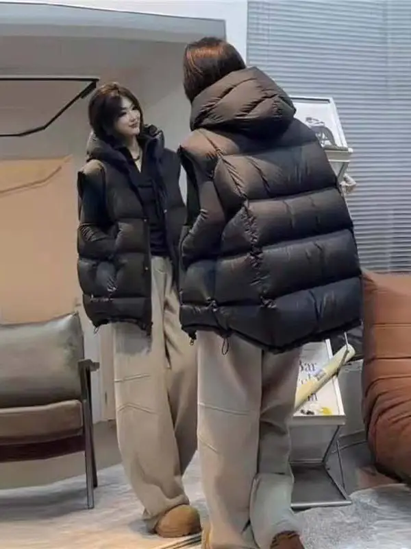 

Женский модный утепленный пуховый жилет с капюшоном, осенне-зимняя новинка, очень красивый, теплый, трендовый, для повседневной носки