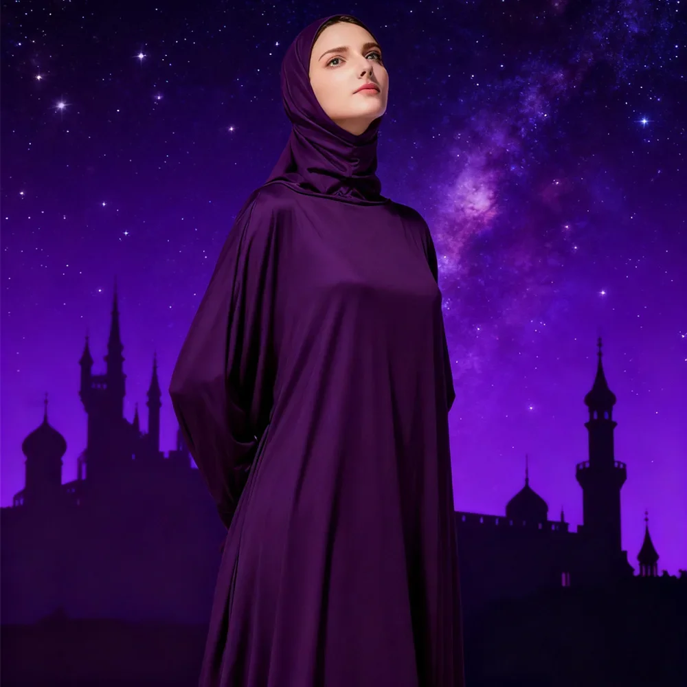 

Ramadan Long Khimar Muslim Prayer Garment Eid Djellaba Abaya Burqa Women Middle East Islam Clothing Turkey Kaftan Dress Jalabiya