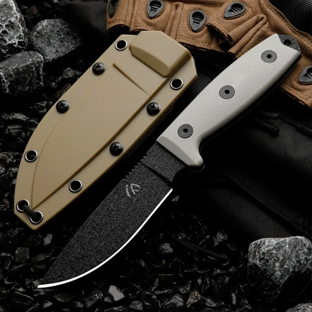 HUANGFU High Quality 1095 Carbon Steel Outdoor Knife Fixed Blade Wilderness Survival Knife Men's Gift Rescue Knife Hunting