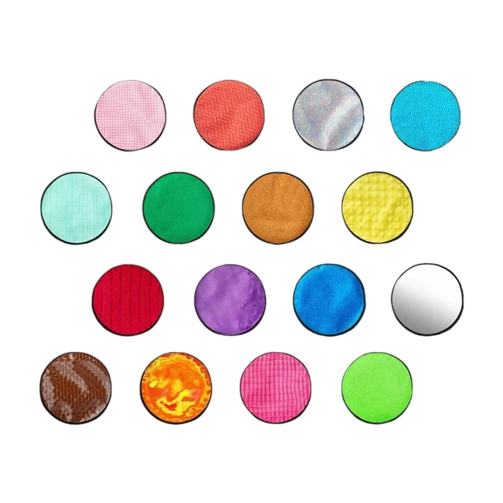 

16 Pieces Textured Sensory Mats 8 inch Dia Learning Motor Skills Comfortable Touch Wall Panels Sensory Pads for Children Home