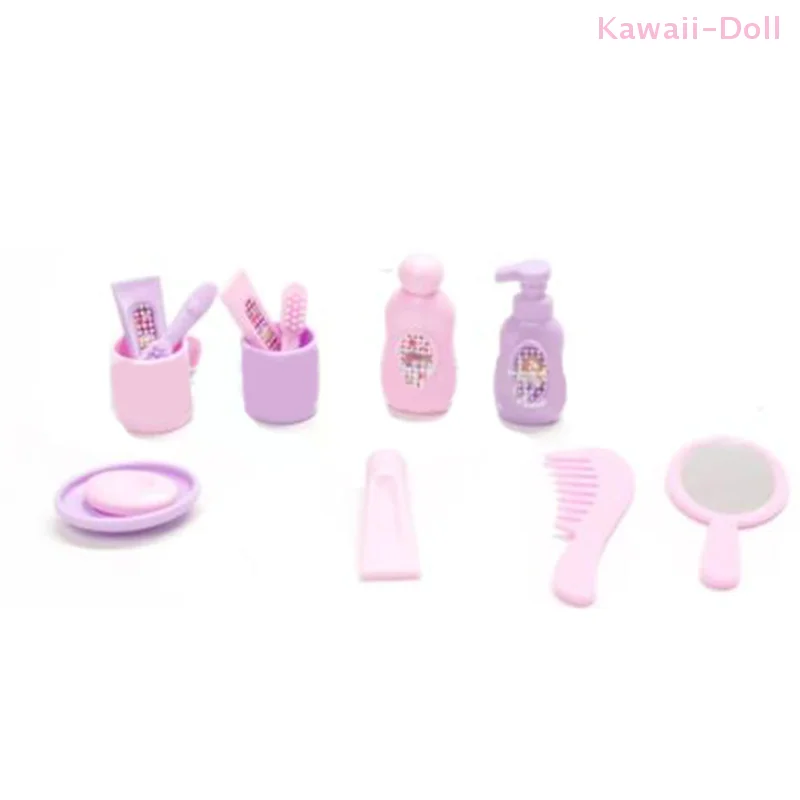 13 pçs 1:12 pasta de dente escova de dentes shampoo loção de chuveiro pente espelho sabão casa de bonecas em miniatura suprimentos de banheiro