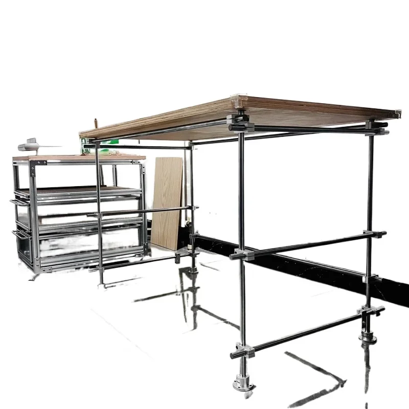 

Medieval style home desk, Bauhaus table aluminum profile rectangular computer desk locker