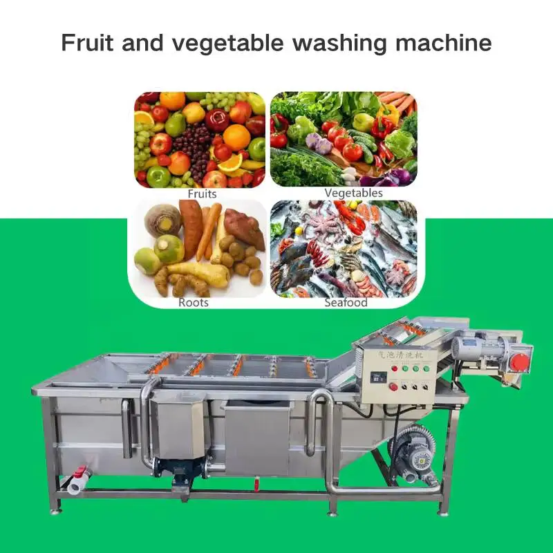 Commercial 800Kg/H 4Meters Fresh Fruit Mango Apple Cleaning Air Vegetable Bubble Washing Machine