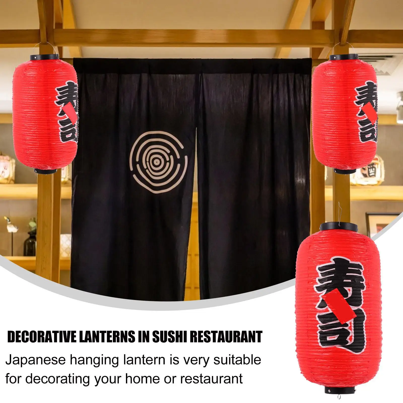 

Waterproof Red Sushi Lantern Japanese Style PVC Hanging Home Decor Plastic Lanterns for Restaurant Festive Atmosphere