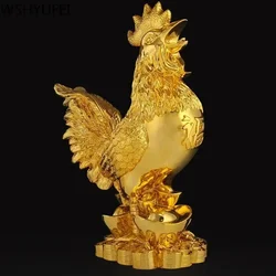 1pc Golden Chicken Decoration Gold Plating Lucky Cock Resin Statue Living Room TV Cabinet Figurines Chinese decorations