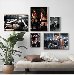 Sexy Women Fitness Bodybuilding Motivational Fabric Cloth Rolled Wall Print - Size: 80x120 cm