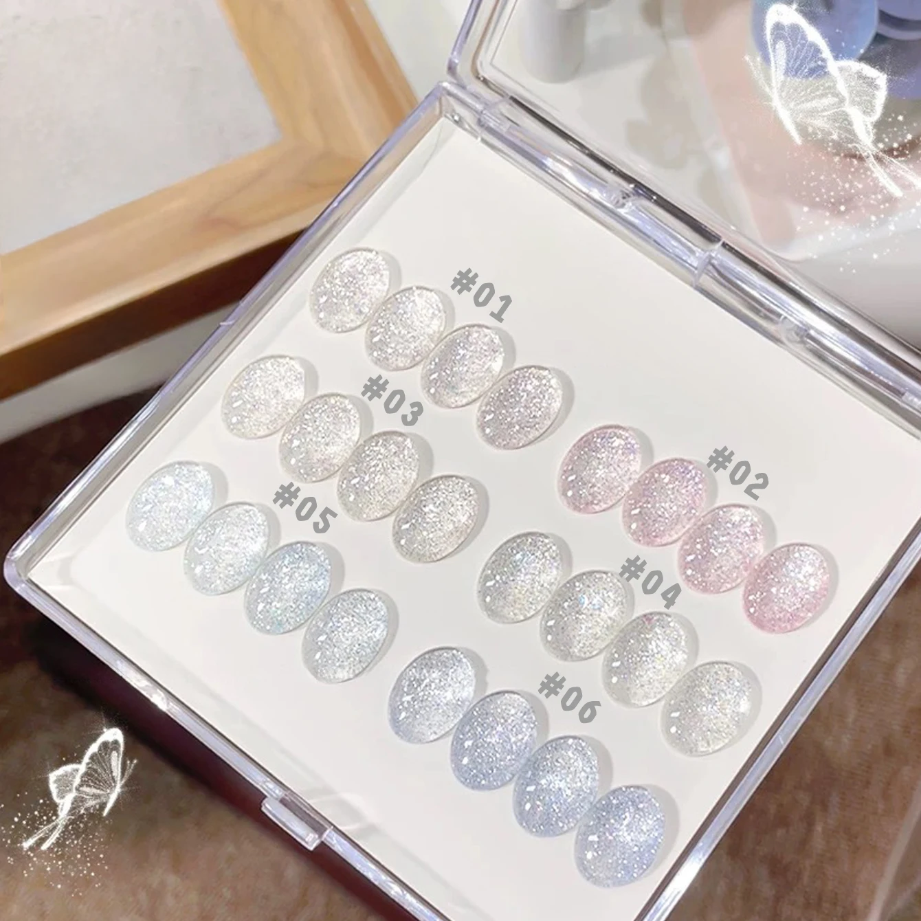 MIANEL 12ML 1-6pcs Starlight Broken Diamond Gel Nail Polish Glitter Platinum Gel Polish White Nails Gold Nails Green Nails