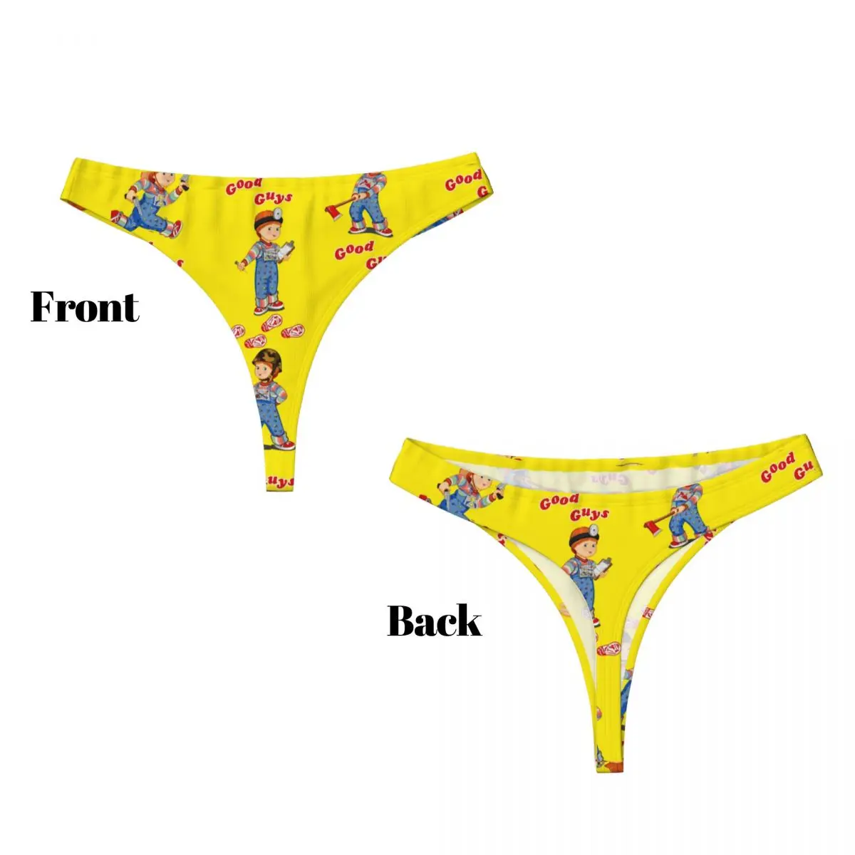 Feminino conforto G-string calcinha, feminino Chucky Thongs, Roupa interior do jogo da criança, bons rapazes personalizados