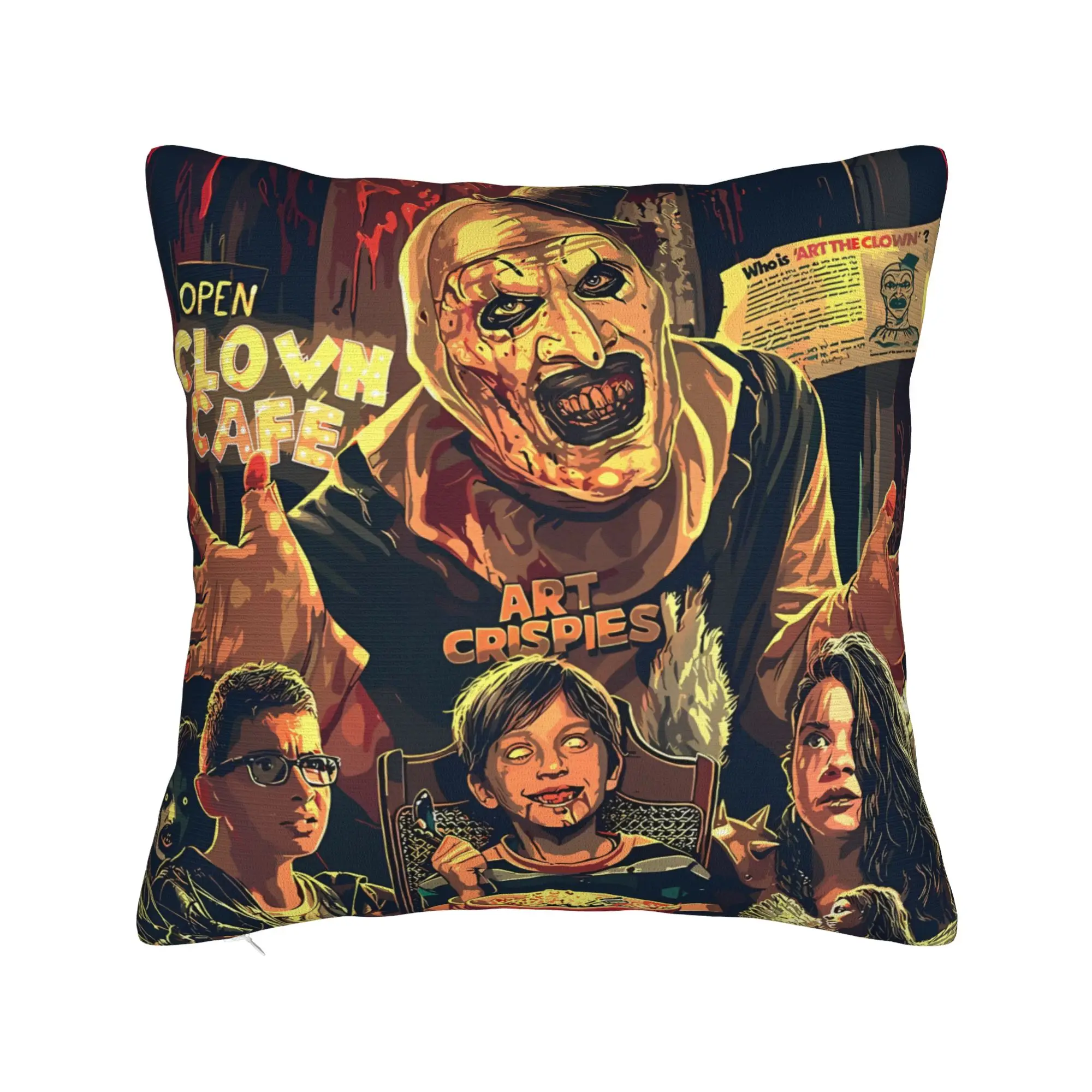 Terrifier Movie Pillow Case  Print Pillow Cover For Sofa Couch Bed Living Room Funny Pillowcases